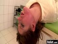Tied up brunette gets face fucked